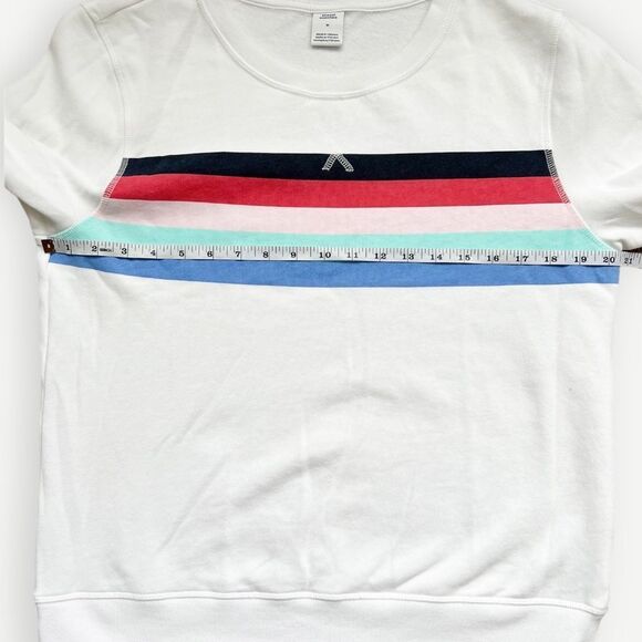 Amazon Essentials Rainbow Stripe Pullover White Crewneck Sweatshirt. Medium. - Picture 5 of 7